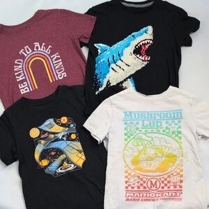 Kids Play Clothes Bundle Graphic T-Shirts Set - Black, White, Red